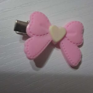 Pink Heart Bow Clip 5 pcs