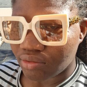 Chunky Beige Chain-Link Sunglasses